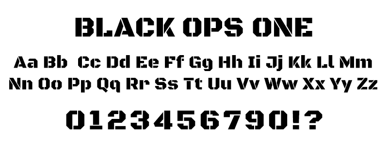 Sans: Black Ops One font Sans: Black Ops One font