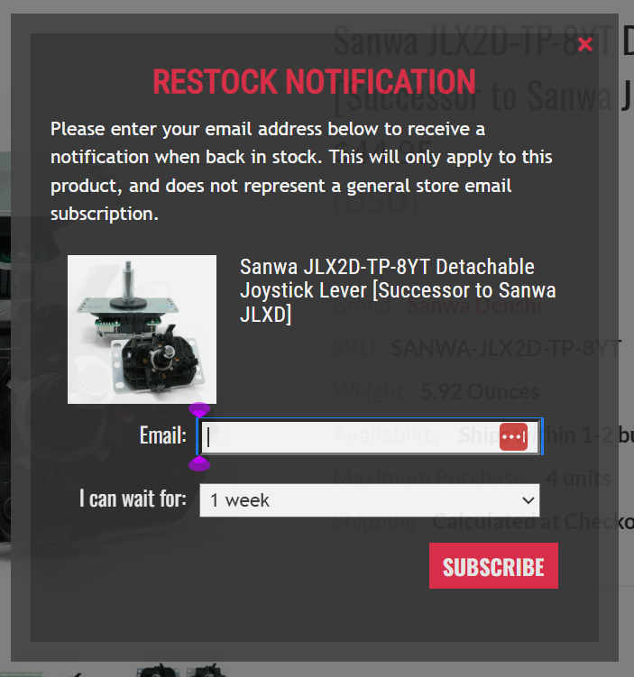 Restock Notification Screen