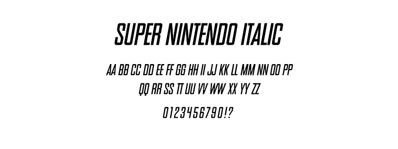 pop: Super Nintendo Italic (SNES Logo) font