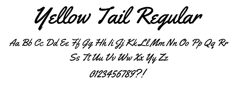Hand: Yellowtail Regular font Hand: Yellowtail Regular font